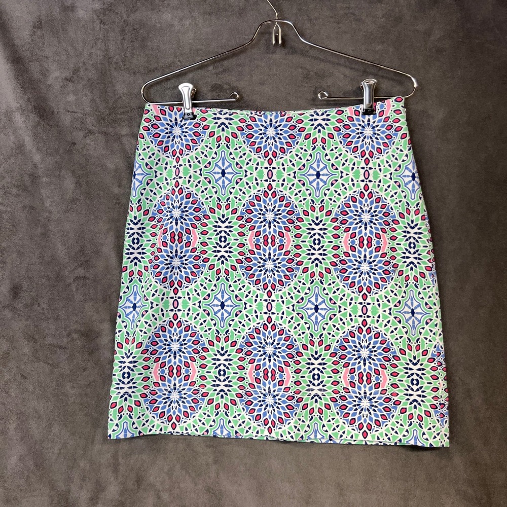Talbots Print Skirt‎ Cotton Blend Colorful Geometric Pattern Size 4 Kaleidoscope